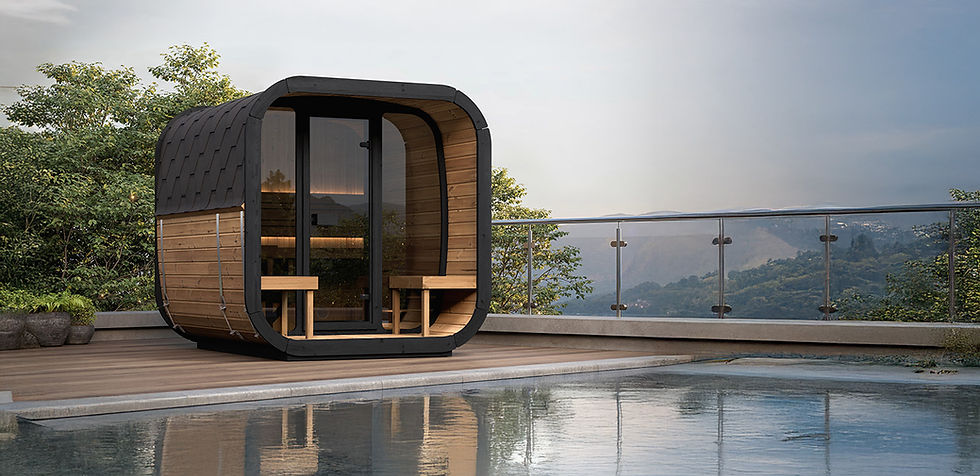 FINSAUNA Solara 400GF Outdoor Cube Sauna with Glass Front, Up to 4 Persons