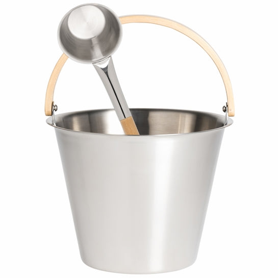 Rento x Harri Koskinen Stainless Steel & Birch Sauna Bucket